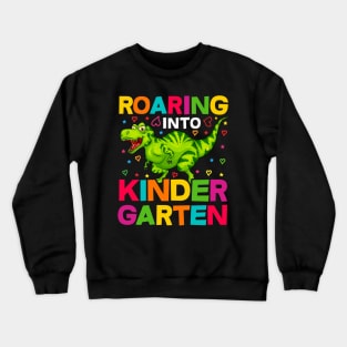 Roaring Into Kindergarten With T-Rex and Hearts Crewneck Sweatshirt